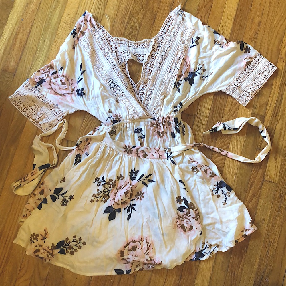 BP light pink floral mini dress with skort